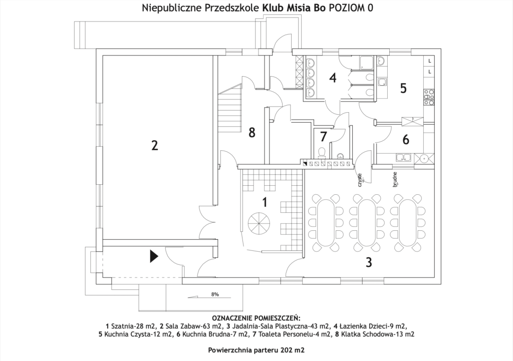 Schemat Przedszkola Publicznego Klub Misia Bo w Piasecznie poziom 0